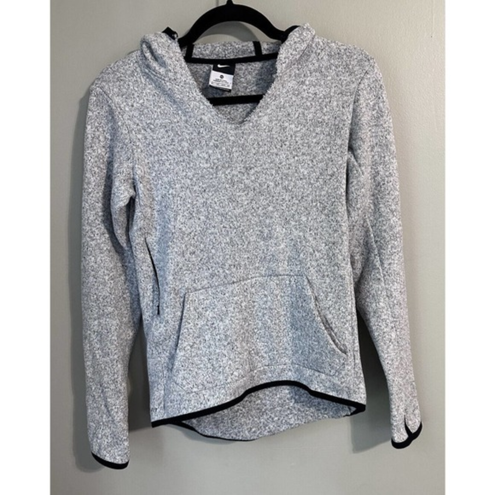 Nike Drifit Womens fleece hoodie Pullover Thin Sweater Heather Grey Size XS #734